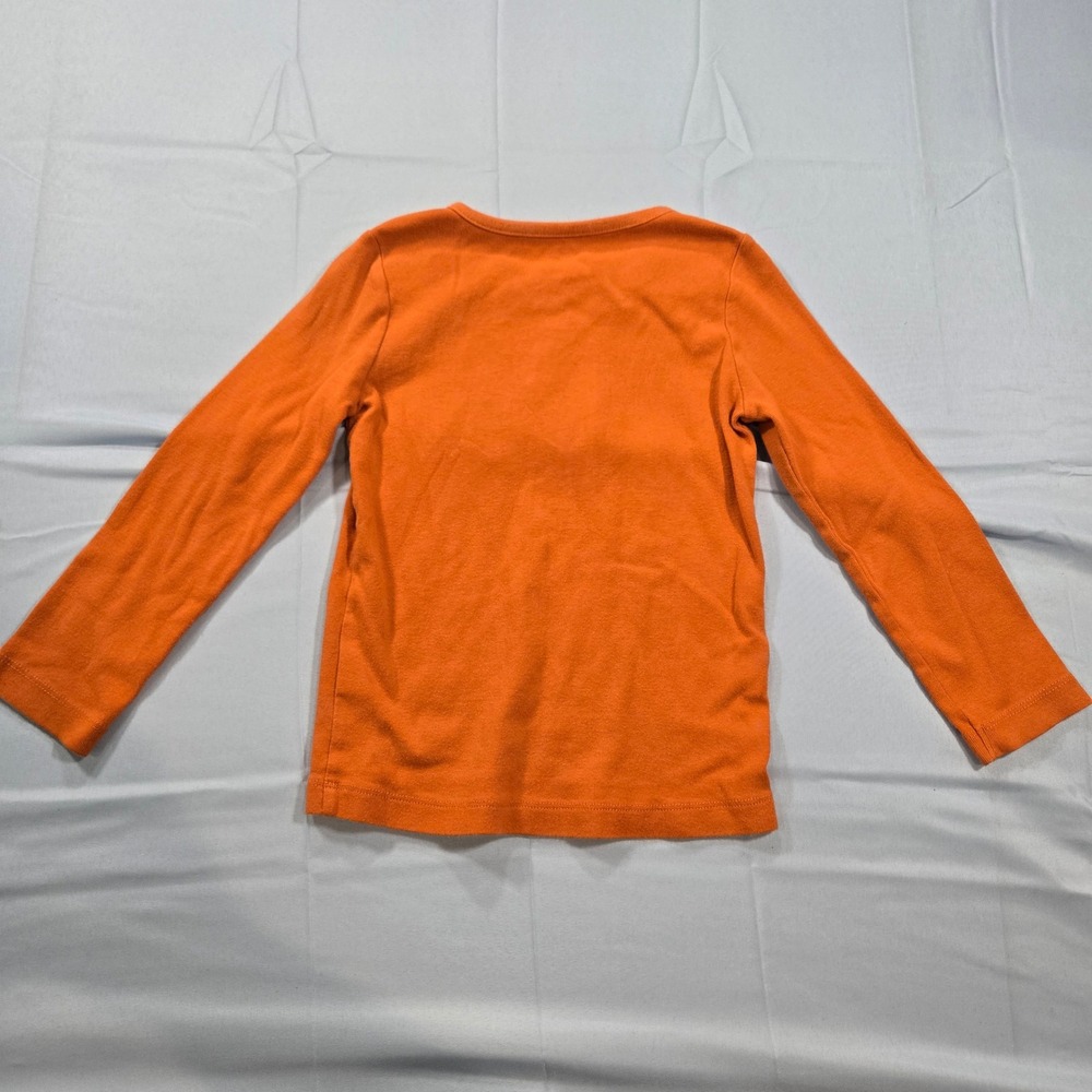 Gymboree Toddler Girls Orange Floral Applique Long Sleeve Cotton Shirt Size 4 - Picture 4 of 7